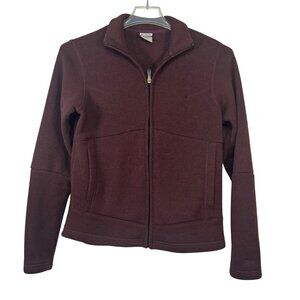 Columbia Titanium Women Full Zip Fleece Jacket M Maroon Long Sleeve Outdoor Warm